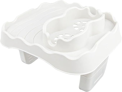 Hot Tub Side Table Tray with 2 Cup Holders, Foldable Drink Holder and Snacks Tray Outdoor Hot Tub Accessories for Inflatable Spa/Pool/Bathtub (Beige)