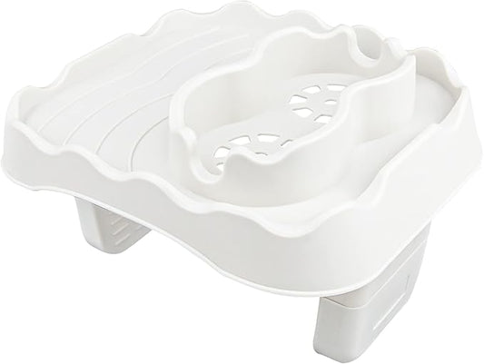 Hot Tub Side Table Tray with 2 Cup Holders, Foldable Drink Holder and Snacks Tray Outdoor Hot Tub Accessories for Inflatable Spa/Pool/Bathtub (Beige)