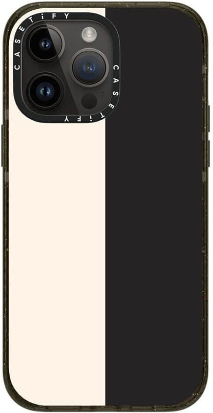 CASETiFY Impact iPhone 14 Pro Max Case [4X Military Grade Drop Tested / 8.2ft Drop Protection/Compatible with Magsafe] - White/Black Colorblock - Glossy Black