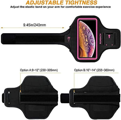 Armband for iPhone 17/17 Pro/16/16 Pro/15/15 Pro/14/14 Pro/13/13 Pro/12/12 Pro/11/XR,Sweatproof Running Exercise Bag with Card Slot for iPhone 16,15,14,13,12,11,iPhone XR (Pink)