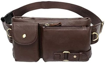Hebetag Leather Waist Bag Fanny Pack for Men Women Travel Outdoor Sports Hunting Hiking Climbing Multi-Purpose Hip Bum Belt Slim Cell Phone Purse Wallet Casual Pouch
