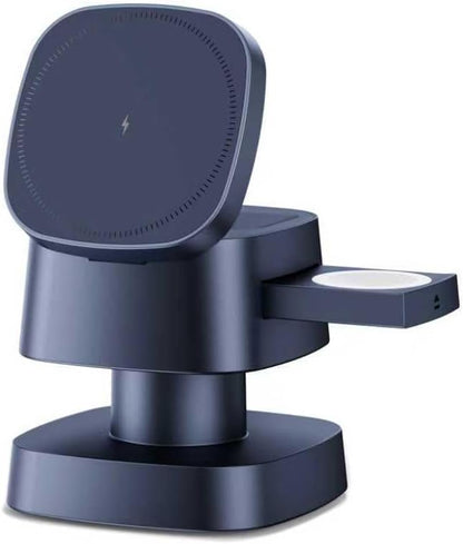 4 in 1 Magnetic Wireless Charging Station,15W Fast Charging with Adjustable Night Light,3 in 1 Wireless Charging Station for iPhone 17/16/15/14/13 Pro Max & Apple Watch,AirPods (Starlight Gray)