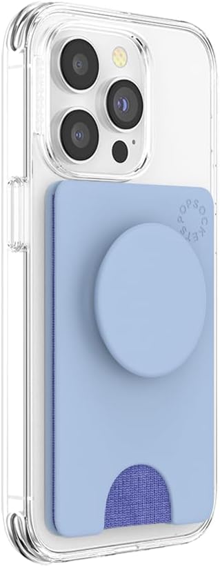 PopSockets Adhesive Phone Wallet and Card Holder with Grip, Light Blue - Cornflower Blue