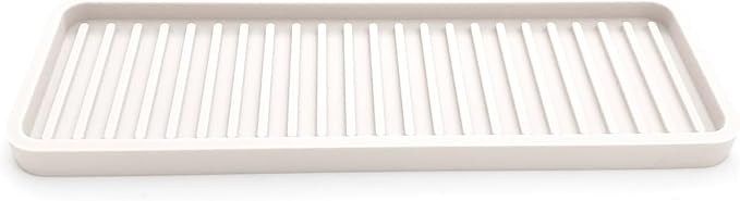 Happitasa Silicone Kitchen Sink Organizer Tray, Sponge Holder and Countertop Protector | Bathroom and Kitchen Soap Dish and Dispenser Tray (Vanilla Cream, 12"x4", 9.2 Ounces)