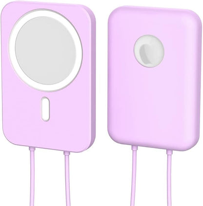 2 Pack DAYJOY Soft Liquid Silicone Protective Case Cover Compatible with Apple MagSafe Battery Pack, Slim and Lightweight Anti-Scratch Shockproof Skin Sleeve with Lanyard (Sky Blue+Purple)