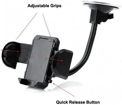 Compatible with Galaxy S10, S10e, S10 Plus - Car Mount Windshield Phone Holder Rotating Cradle Stand Window Glass Dock Suction Gooseneck Black Works with Samsung Galaxy S10, S10e, S10+