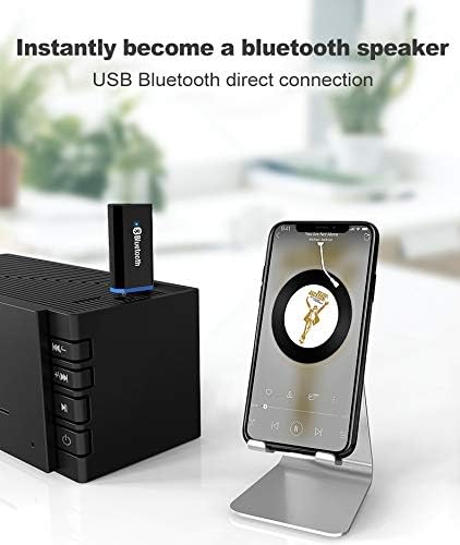 USB Bluetooth Adapter, Bluetooth USB Audio Receiver Wireless Adapter for Home/Car Stereo System, Portable Speakers with AUX in & 3.5mm Cable (Black)