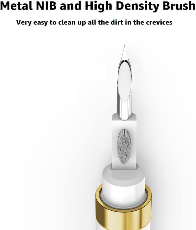 Dual-Brush Earbud Cleaning Pen | 4-in-1 Pro Kit for Precision & Durability, Tool Compatible with Airpods, Galaxy Buds, All Wireless Headsets -Gold
