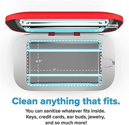 PhoneSoap Pro UV Smart Phone Sanitizer & Universal Cell Phone Charger Box | Patented & Clinically Proven 360-Degree UV-C Disinfection | Disinfects and Charges All Phones (Red)