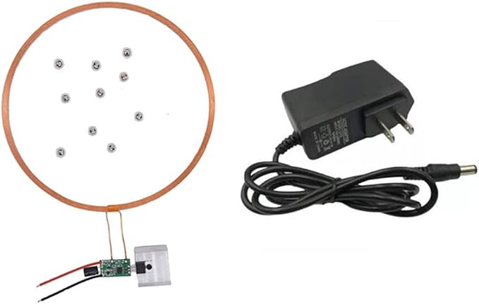 Taidacent 24V 200mm One to Many Long Distance Wireless Inductive Coil LEDs Induction Wireless Charging Power Supply Module (1 Transmitter Coil + 10PCS Multi LEDs + 1PCS 24V Power Adapter)