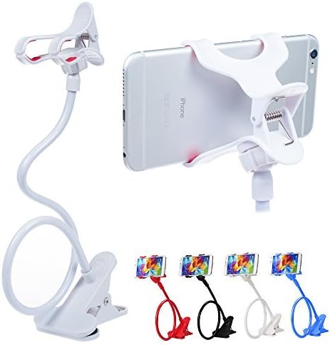 ITART Cell Phone Holder,Universal Bedside Phone Stand,Lazy Bracket,Flexible Long Arms Clip Mount for iPhone X Samsung Galaxy in Bedroom Office Desk-White