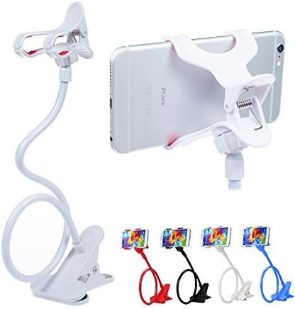 ITART Cell Phone Holder,Universal Bedside Phone Stand,Lazy Bracket,Flexible Long Arms Clip Mount for iPhone X Samsung Galaxy in Bedroom Office Desk-White