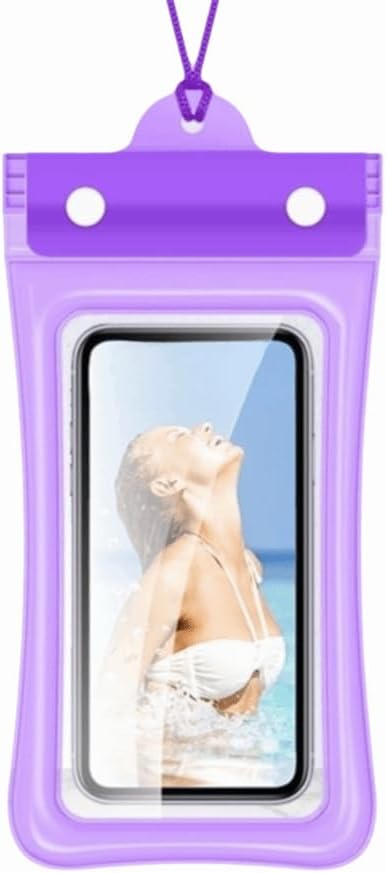 Floating Waterproof Phone Case Full View Swimming Bag Transparent Dry Cover for Underwater Snow Rainforest Use(Black)