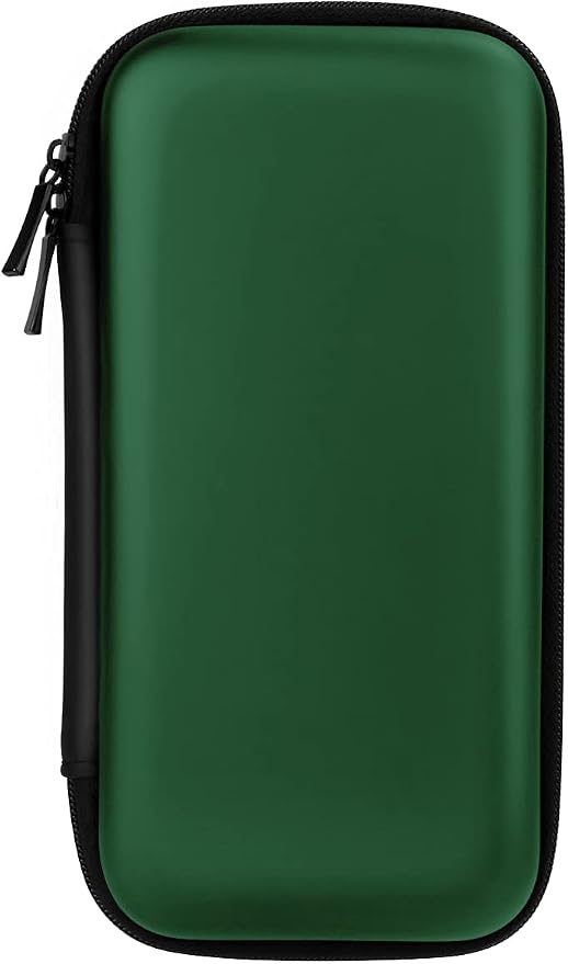 iMangoo Travel Essential Electronics Organizer Pouch Charger Case, Shockproof Dual Zipper Power Bank Cables Tech Accessories Purse, Men & Women Travel Must Have Storage Bag, 6.5x3.2x1 inch Green