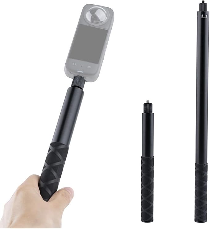 6.5ft/2m Invisible Selfie Stick for Insta360 X5/X4/GO3 DJI OSMO - Aviation Aluminum Extension Pole with Auto-Remove 360° Technology