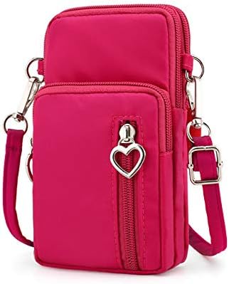 Crossover Body Bag Armband for LG Wing K51 V60 / Samsung Galaxy S22 Plus S21+ S20+ / Moto E, One 5G, G100, G Fast Power Stylus Play OnePlus Nord N10 Small Cute Cell Phone Purse Wallet Pouch (Hot Pink)