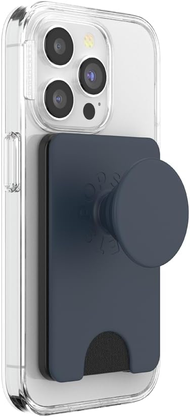 PopSockets Phone Wallet for MagSafe, Phone Card Holder with Grip, Navy Blue - Navy Blue