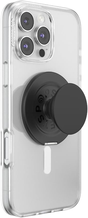 PopSockets Kick-Out Grip for MagSafe, Adjustable Kickstand for Portrait or Landscape, Magnetic Stand, Black - Black