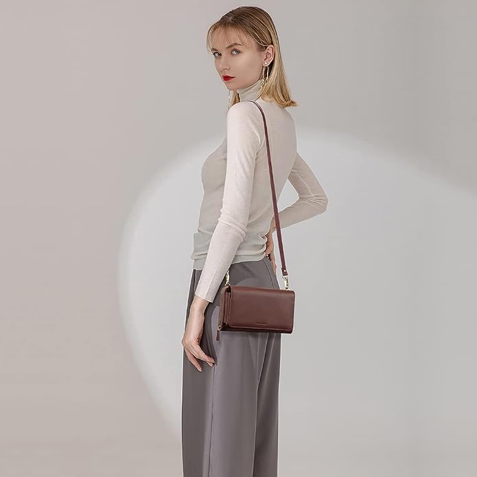 Peacocktion Crossbody Bags for Women RFID Wristlet Wallets Travel Vegan Leather Small Clutch Purses with Phone Pocket Zipper