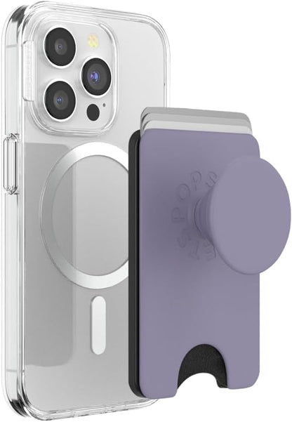 PopSockets Phone Wallet for MagSafe, Phone Card Holder with Grip, Purple - Dusk