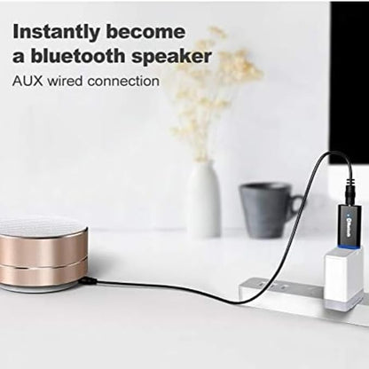USB Bluetooth Adapter, Bluetooth USB Audio Receiver Wireless Adapter for Home/Car Stereo System, Portable Speakers with AUX in & 3.5mm Cable (White)