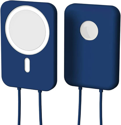 2 Pack DAYJOY Soft Liquid Silicone Protective Case Cover Compatible with Apple MagSafe Battery Pack, Slim and Lightweight Anti-Scratch Shockproof Skin Sleeve with Lanyard (Black+Blue)