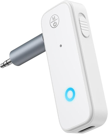 JXTZ Bluetooth Aux Adapter for Car, 2 in 1 Bluetooth Transmitter Receiver for Hands-Free Call, Noise Cancelling 3.5mm AUX Wireless 5.3 Receiver for Car Home Audio System Headphones White