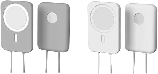 2 Pack DAYJOY Soft Liquid Silicone Protective Case Cover Compatible with Apple MagSafe Battery Pack, Slim and Lightweight Anti-Scratch Shockproof Skin Sleeve with Lanyard (Grey+White)