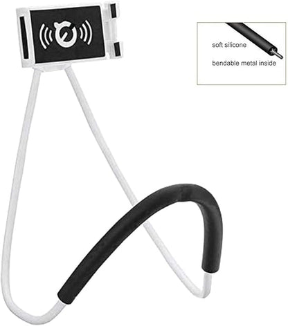 Chapter Seven Universal Smart Mobile Phone Stand,Hanging on Neck Cell Phone Mount Holder, Flexible Lazy Bracket DIY Free Rotating for Multiple Functions (White)