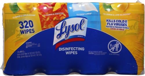Lysol Disinfecting Wipes Bundle, Home Apartment Dorm Room Essentials and Cleaning Supplies, All Purpose Cleaner, Multi-surface Cleaning Wipes, Multi-Scent Sanitizing Wipes Bundle, 240 Count, Pack of 4