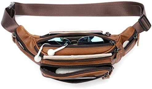Leather Fanny Pack Waist Bag for Men Women Outdoor Travel Hiking Camping Walking Running Hip Bum Belt Slim Cell Phone Purse Wallet Pouch (#03Brown)