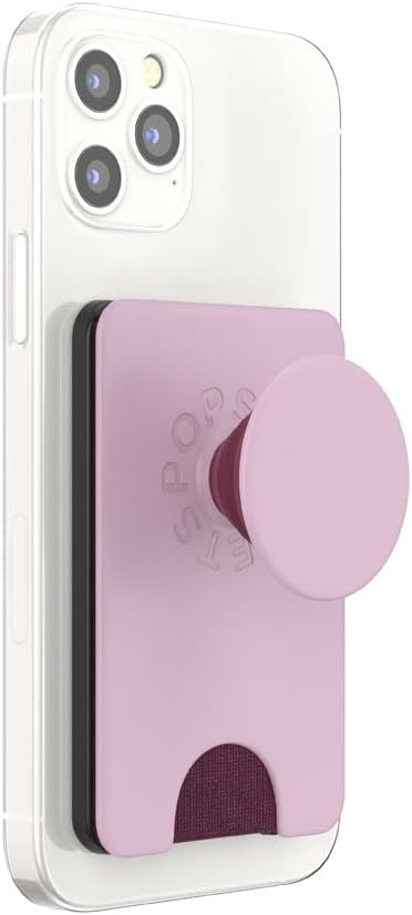 PopSockets Phone Wallet for MagSafe, Phone Card Holder with Grip, Pink - Blush Pink