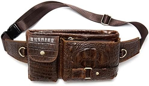 Hebetag Leather Waist Bag Fanny Pack for Men Women Travel Outdoor Hunting Hiking Climbing Multi-Purpose Hip Bum Belt Slim Cell Phone Purse Wallet Pouch, Deep Brown