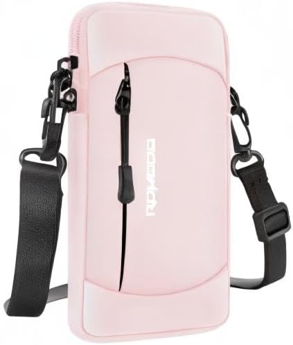 Arm Phone Holder for Running, Crossbody Phone Holder Bag, Phone Arm Bands for Running Hiking, Adjustable Cell Phone Armbands for iPhone Samsung Galaxy LG Card Keys 7.5 Inch (Crossbody Bag Pink)