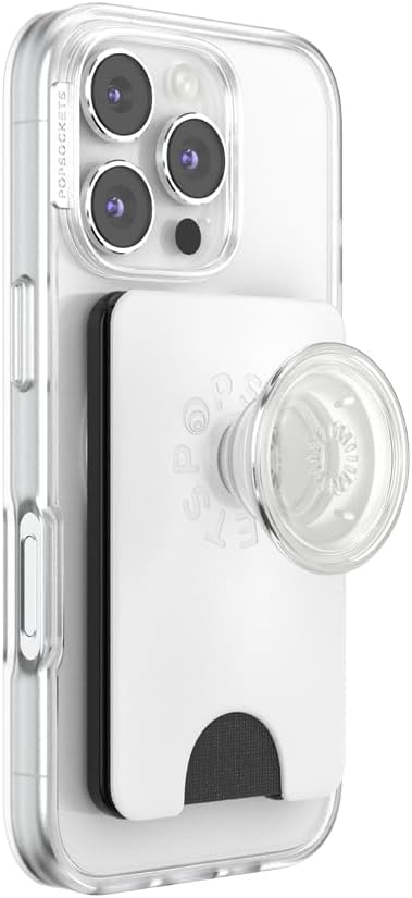 PopSockets Kick-Out Wallet for MagSafe, Adjustable Kickstand, Magnetic Stand, White - White
