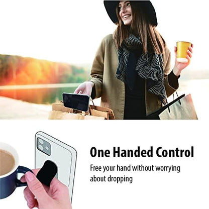 Momostick Flatstick, Cell Phone Finger Grip Strap Holder for Hand, Cell Phone Stand, New Slim Finger Loop Selfie Grip Compatible with Most Smartphones -Glitter Red