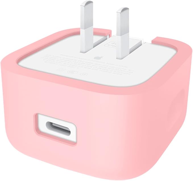 40W Soft Silicone Power Adapter Sleeve Case Compatible with Apple 40W USB‑C Dynamic Power Adapter (60W Max), for MacBook Air 15/13 M5 A3448 A3449 Charger, Anti‑Fall Shockproof Protective Cover, Pink