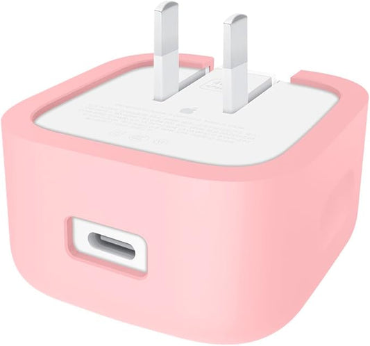 40W Soft Silicone Power Adapter Sleeve Case Compatible with Apple 40W USB‑C Dynamic Power Adapter (60W Max), for MacBook Air 15/13 M5 A3448 A3449 Charger, Anti‑Fall Shockproof Protective Cover, Pink