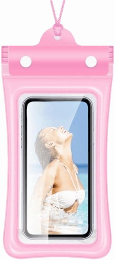 Floating Waterproof Phone Case Full View Swimming Bag Transparent Dry Cover for Underwater Snow Rainforest Use(Black)