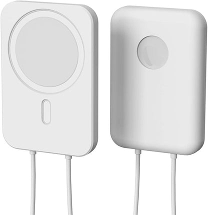 2 Pack DAYJOY Soft Liquid Silicone Protective Case Cover Compatible with Apple MagSafe Battery Pack, Slim and Lightweight Anti-Scratch Shockproof Skin Sleeve with Lanyard (Grey+White)