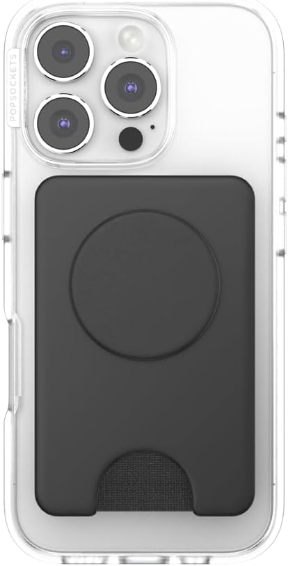 PopSockets Kick-Out Wallet for MagSafe, Adjustable Kickstand, Magnetic Stand, Black - Black