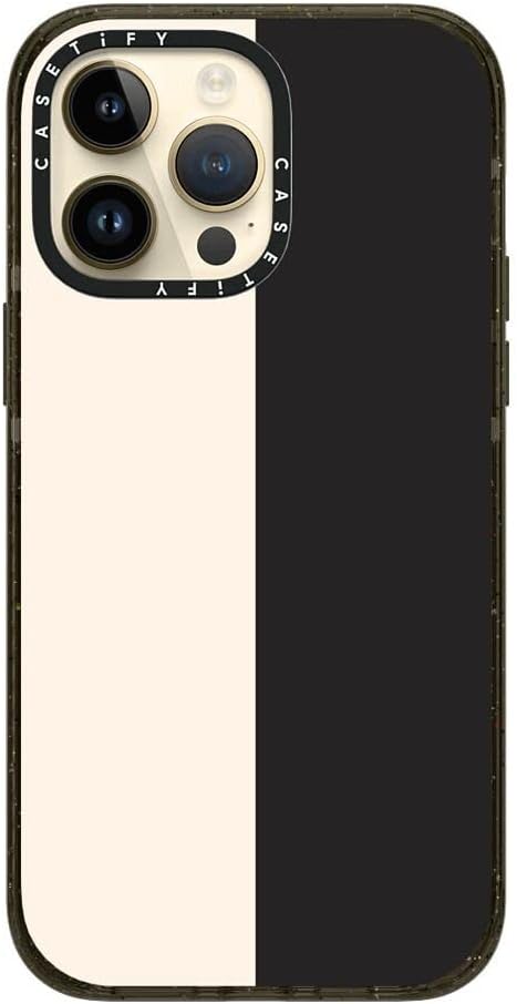 CASETiFY Impact iPhone 14 Pro Max Case [4X Military Grade Drop Tested / 8.2ft Drop Protection/Compatible with Magsafe] - White/Black Colorblock - Glossy Black