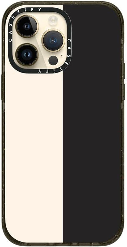 CASETiFY Impact iPhone 14 Pro Max Case [4X Military Grade Drop Tested / 8.2ft Drop Protection/Compatible with Magsafe] - White/Black Colorblock - Glossy Black