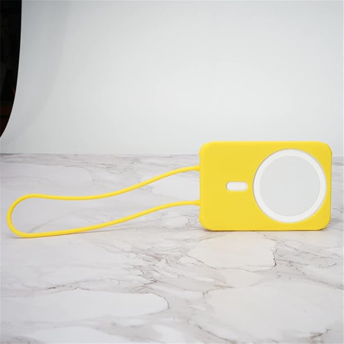 2 Pack DAYJOY Soft Liquid Silicone Protective Case Cover Compatible with Apple MagSafe Battery Pack, Slim and Lightweight Anti-Scratch Shockproof Skin Sleeve with Lanyard (Green+Yellow)