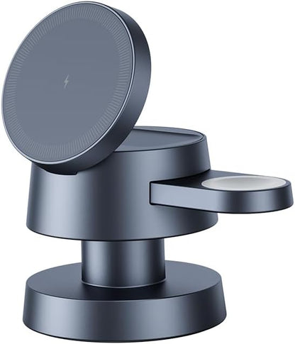 4 in 1 Magnetic Wireless Charging Station,15W Fast Charging with Adjustable Night Light for MagSafe Charger Stand,3 in 1 Wireless Charger for iPhone 17/16/15/14/13 Pro Max,Apple Watch & AirPods