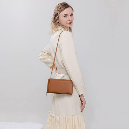 Peacocktion Crossbody Bags for Women RFID Wristlet Wallets Travel Vegan Leather Small Clutch Purses with Phone Pocket Zipper