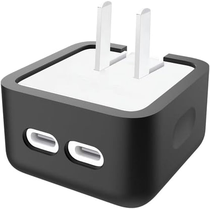 Silicone Protective Case Cover for Apple 35W Double USB-C Power Adapter,Shockproof Drop-Resistant Dust-Proof All-Round Protection Skin Shell (Black)