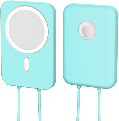 2 Pack DAYJOY Soft Liquid Silicone Protective Case Cover Compatible with Apple MagSafe Battery Pack, Slim and Lightweight Anti-Scratch Shockproof Skin Sleeve with Lanyard (Green+Yellow)