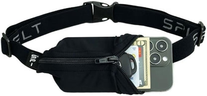 SPIbelt Running Belt for Women Men, Phone Holder for Running, Running Fanny Pack, Holder for Phone, Running Waist Pack, Adjustable Waist, [Fits All Phones]. Black with Black Zipper