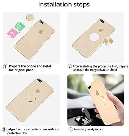 Cute Replacement Metal Plates Set 4 Pack for Magnetic Phone Holder. Kit of 4 Mix Round Discs Without Holes for Car Mount, Phone Case Back. Strong Circular 3M Adhesive Cell Phone Magnet Stickers.